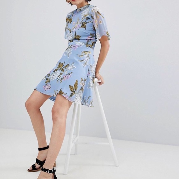 warehouse blue floral dress
